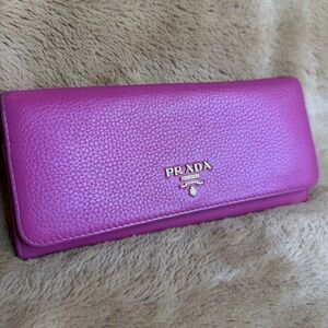Prada Pink Vitello continental wallet WITH detachable card holder